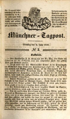 Münchener Tagpost (Münchener Morgenblatt) Dienstag 3. Juli 1838
