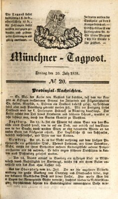 Münchener Tagpost (Münchener Morgenblatt) Freitag 20. Juli 1838