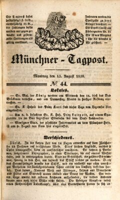 Münchener Tagpost (Münchener Morgenblatt) Montag 13. August 1838