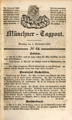 Münchener Tagpost (Münchener Morgenblatt) Sonntag 2. September 1838