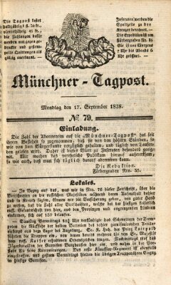 Münchener Tagpost (Münchener Morgenblatt) Montag 17. September 1838
