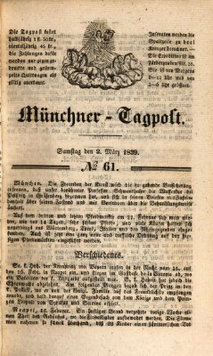Münchener Tagpost (Münchener Morgenblatt) Samstag 2. März 1839