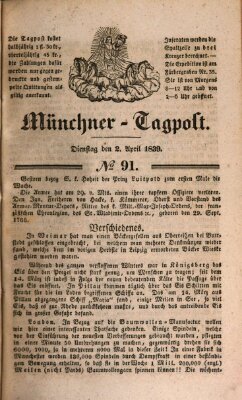 Münchener Tagpost (Münchener Morgenblatt) Montag 1. April 1839