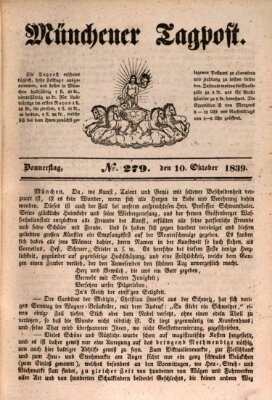 Münchener Tagpost (Münchener Morgenblatt) Donnerstag 10. Oktober 1839