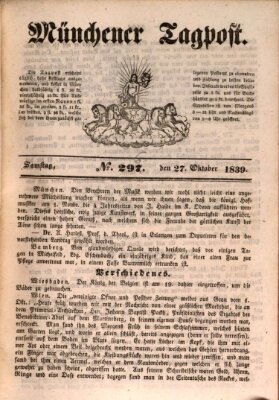 Münchener Tagpost (Münchener Morgenblatt) Sonntag 27. Oktober 1839