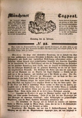 Münchener Tagpost (Münchener Morgenblatt) Sonntag 2. Februar 1840