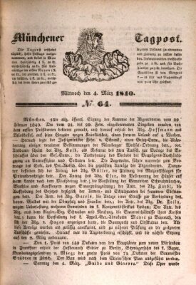 Münchener Tagpost (Münchener Morgenblatt) Mittwoch 4. März 1840