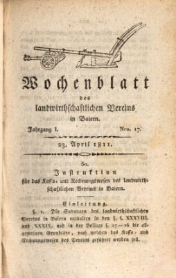 Wochenblatt des Landwirtschaftlichen Vereins in Bayern Dienstag 23. April 1811