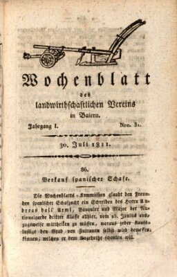 Wochenblatt des Landwirtschaftlichen Vereins in Bayern Dienstag 30. Juli 1811