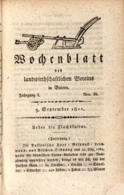 Wochenblatt des Landwirtschaftlichen Vereins in Bayern Dienstag 3. September 1811