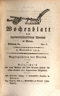 Wochenblatt des Landwirtschaftlichen Vereins in Bayern Dienstag 5. November 1811