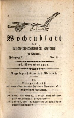 Wochenblatt des Landwirtschaftlichen Vereins in Bayern Dienstag 26. November 1811