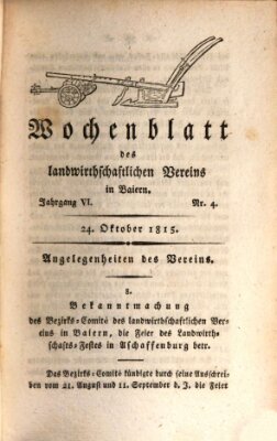 Wochenblatt des Landwirtschaftlichen Vereins in Bayern Dienstag 24. Oktober 1815