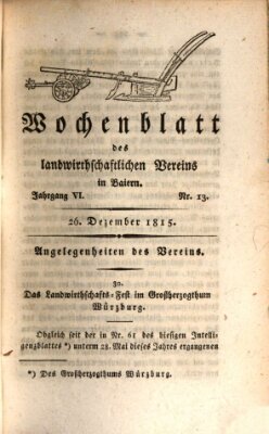 Wochenblatt des Landwirtschaftlichen Vereins in Bayern Dienstag 26. Dezember 1815