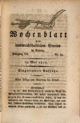 Wochenblatt des Landwirtschaftlichen Vereins in Bayern Dienstag 13. Mai 1817