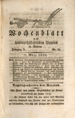 Wochenblatt des Landwirtschaftlichen Vereins in Bayern Dienstag 7. März 1820