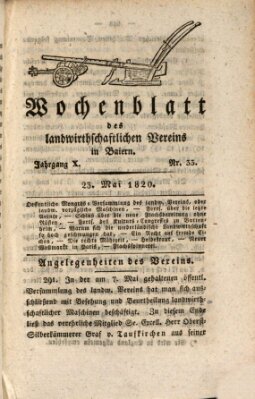 Wochenblatt des Landwirtschaftlichen Vereins in Bayern Dienstag 23. Mai 1820
