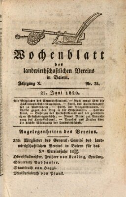 Wochenblatt des Landwirtschaftlichen Vereins in Bayern Dienstag 27. Juni 1820