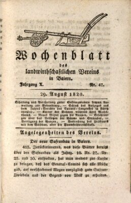 Wochenblatt des Landwirtschaftlichen Vereins in Bayern Dienstag 29. August 1820
