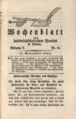 Wochenblatt des Landwirtschaftlichen Vereins in Bayern Dienstag 12. September 1820