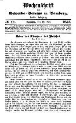 Wochenschrift des Gewerbe-Vereins der Stadt Bamberg Samstag 16. Juli 1853