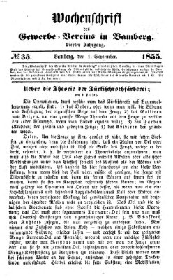 Wochenschrift des Gewerbe-Vereins der Stadt Bamberg Samstag 1. September 1855