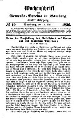 Wochenschrift des Gewerbe-Vereins der Stadt Bamberg Samstag 10. Mai 1856