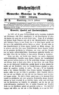 Wochenschrift des Gewerbe-Vereins der Stadt Bamberg Sonntag 8. Februar 1857