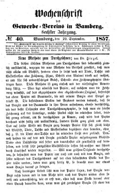 Wochenschrift des Gewerbe-Vereins der Stadt Bamberg Sonntag 20. September 1857