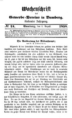 Wochenschrift des Gewerbe-Vereins der Stadt Bamberg Sonntag 1. August 1858