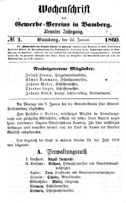 Wochenschrift des Gewerbe-Vereins der Stadt Bamberg Sonntag 22. Januar 1860