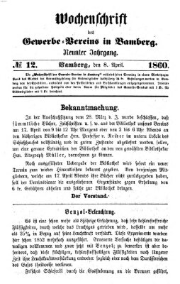 Wochenschrift des Gewerbe-Vereins der Stadt Bamberg Sonntag 8. April 1860