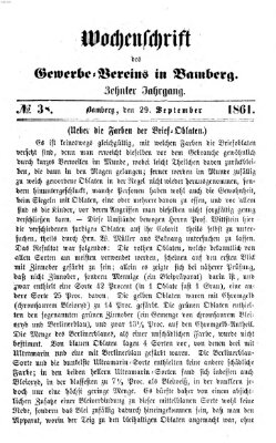 Wochenschrift des Gewerbe-Vereins der Stadt Bamberg Sonntag 29. September 1861
