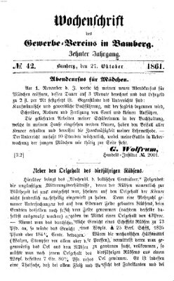 Wochenschrift des Gewerbe-Vereins der Stadt Bamberg Sonntag 27. Oktober 1861