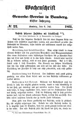 Wochenschrift des Gewerbe-Vereins der Stadt Bamberg Sonntag 6. Juli 1862