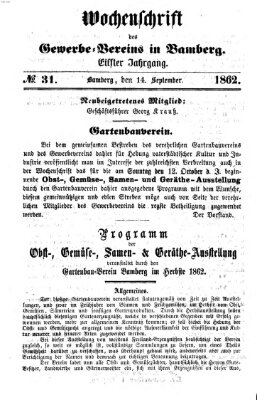 Wochenschrift des Gewerbe-Vereins der Stadt Bamberg Sonntag 14. September 1862