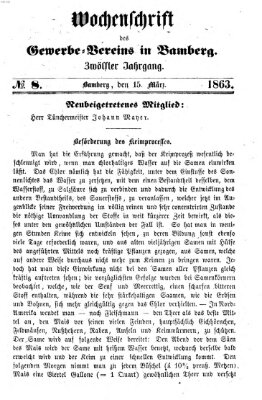 Wochenschrift des Gewerbe-Vereins der Stadt Bamberg Sonntag 15. März 1863