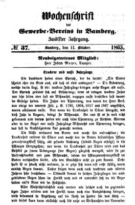 Wochenschrift des Gewerbe-Vereins der Stadt Bamberg Sonntag 11. Oktober 1863