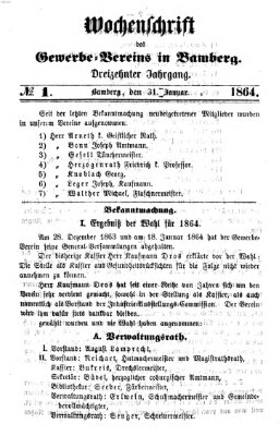 Wochenschrift des Gewerbe-Vereins der Stadt Bamberg Sonntag 31. Januar 1864