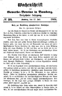 Wochenschrift des Gewerbe-Vereins der Stadt Bamberg Sonntag 17. Juli 1864