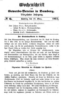 Wochenschrift des Gewerbe-Vereins der Stadt Bamberg Sonntag 26. März 1865