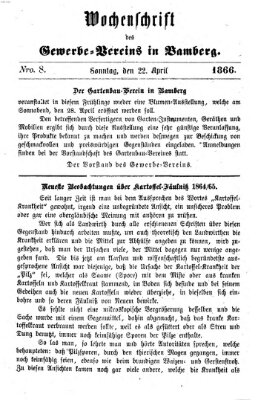 Wochenschrift des Gewerbe-Vereins der Stadt Bamberg Sonntag 22. April 1866