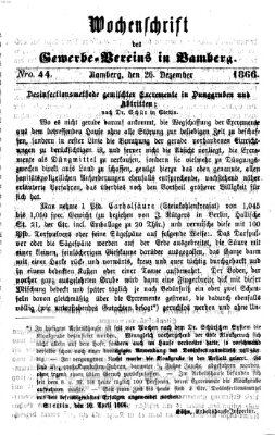 Wochenschrift des Gewerbe-Vereins der Stadt Bamberg Mittwoch 26. Dezember 1866