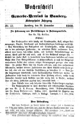 Wochenschrift des Gewerbe-Vereins der Stadt Bamberg Freitag 29. November 1867