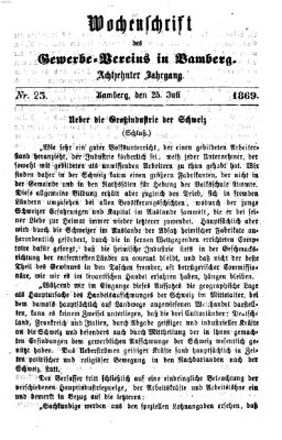 Wochenschrift des Gewerbe-Vereins der Stadt Bamberg Sonntag 25. Juli 1869