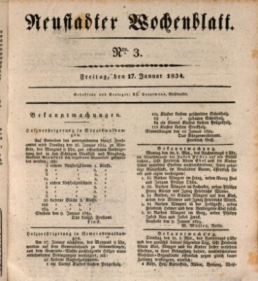 Neustadter Wochenblatt Freitag 17. Januar 1834