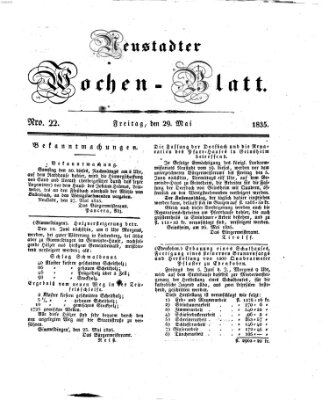 Neustadter Wochenblatt Freitag 29. Mai 1835
