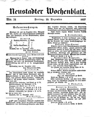 Neustadter Wochenblatt Freitag 22. Dezember 1837