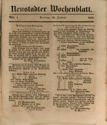 Neustadter Wochenblatt Freitag 26. Januar 1838