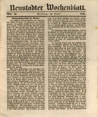Neustadter Wochenblatt Freitag 15. Juni 1838